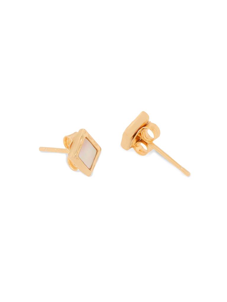 Kicky & Perky 925 Sterling Silver 14K Gold Plated Diamond-Shaped Mother Of Pearl Stud Earrings : VSILIJE036_G