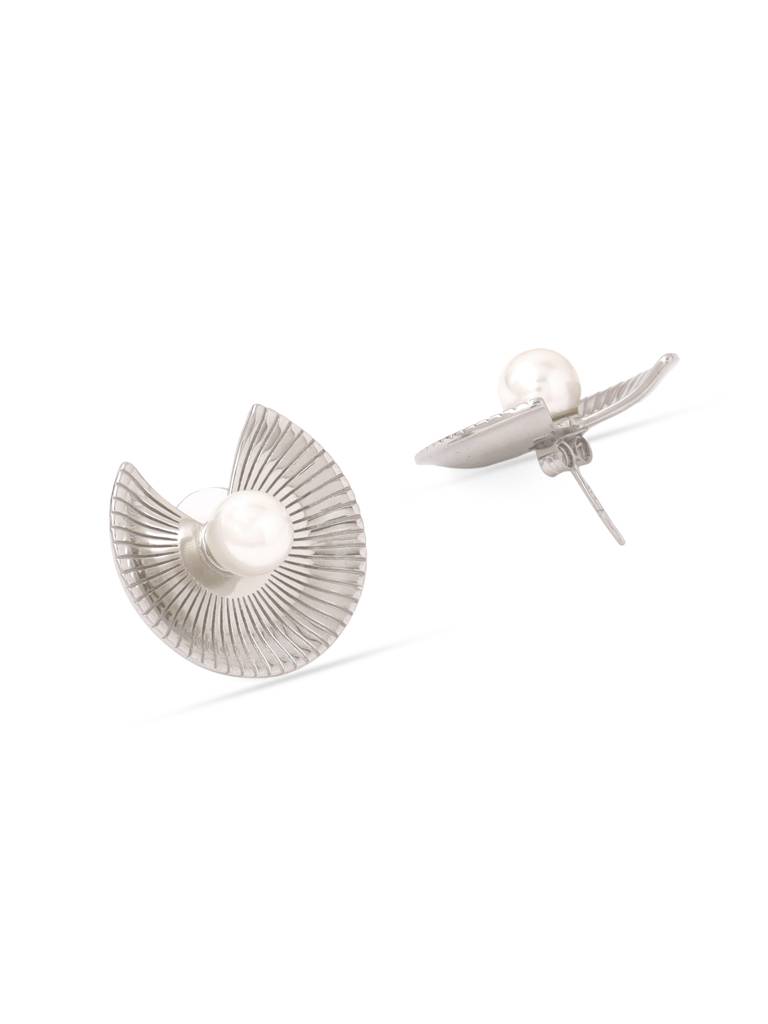 Kicky & Perky 925 Sterling Silver Abstract Pearl Stud Earrings : VSILIJE038_S