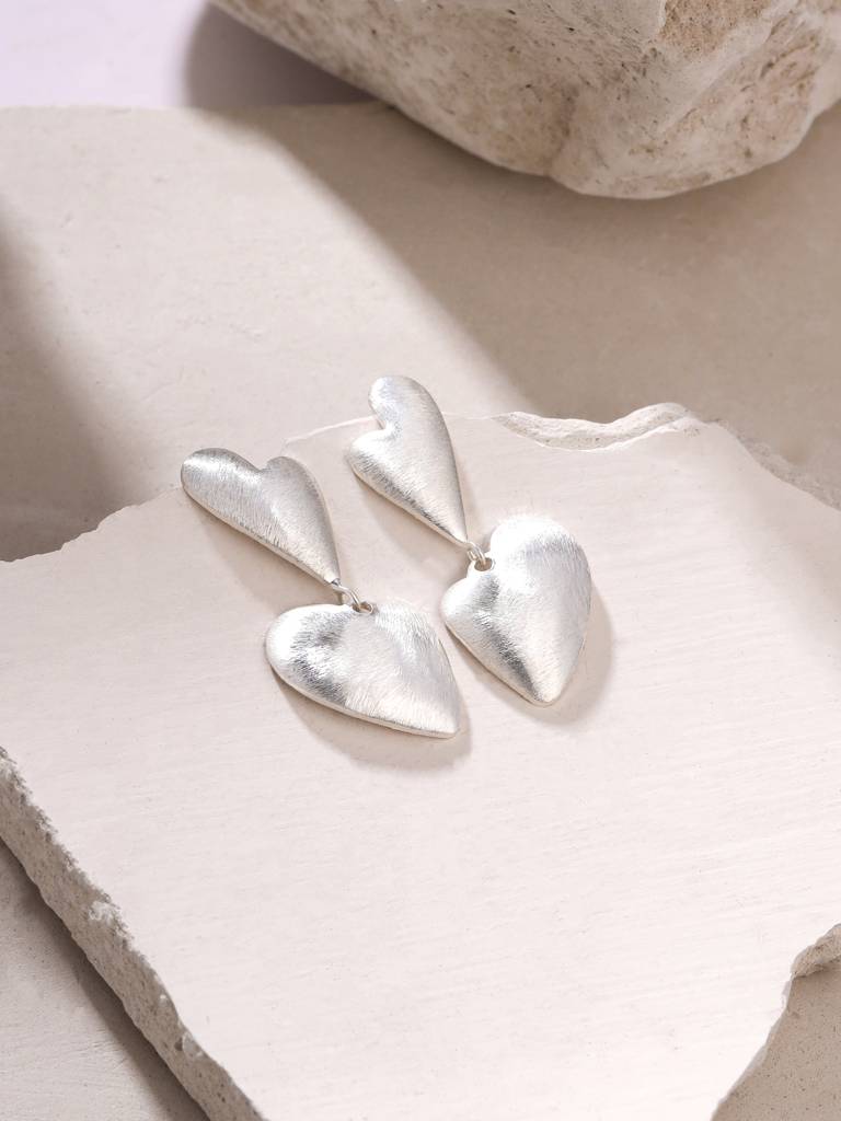 Kicky & Perky 925 Sterling Silver Abstract Scratch-Finish Earrings : VSILIJE039