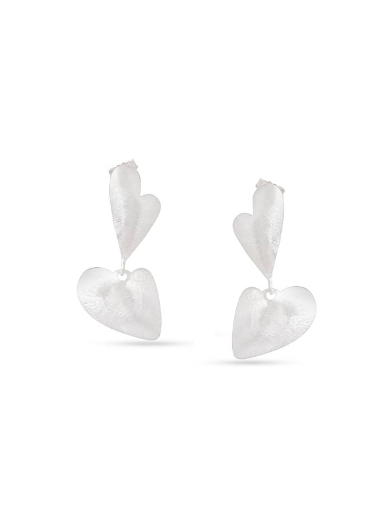 Kicky & Perky 925 Sterling Silver Abstract Scratch-Finish Earrings : VSILIJE039