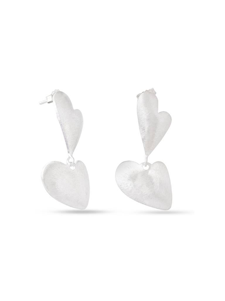 Kicky & Perky 925 Sterling Silver Abstract Scratch-Finish Earrings : VSILIJE039
