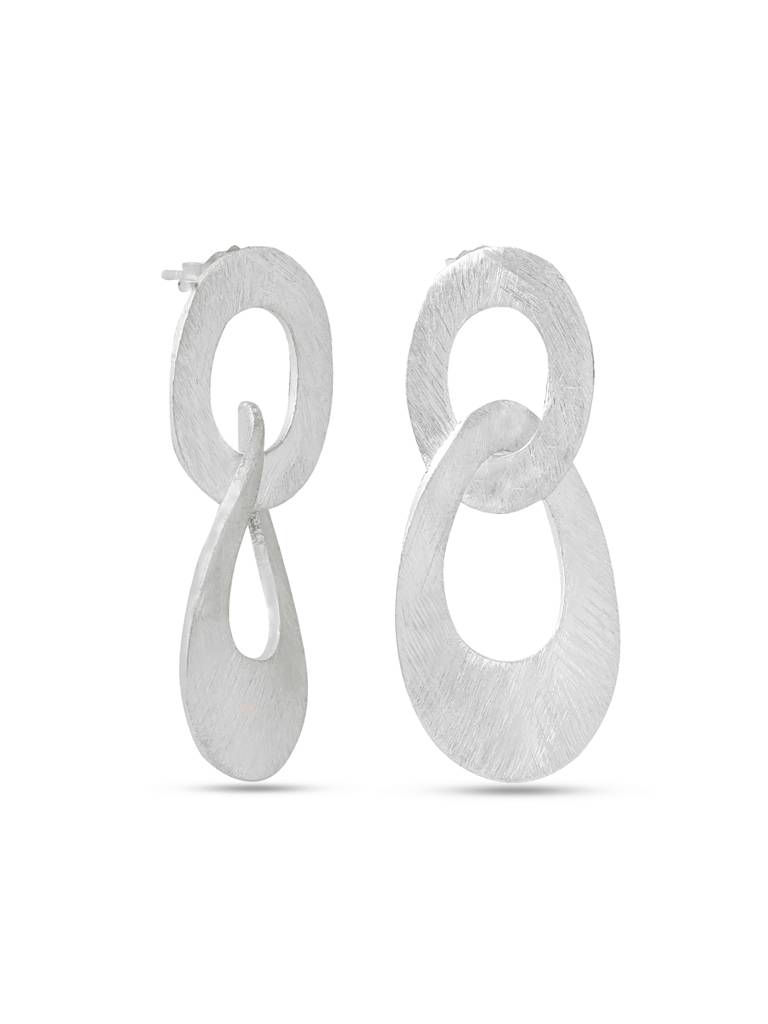Kicky & Perky 925 Sterling Silver Entwined Oval Ring Earrings : VSILIJE044
