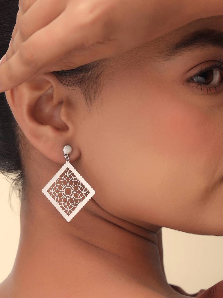 Kicky & Perky 925 Sterling Silver Geometric Filigree Earpieces : VSILIJE046