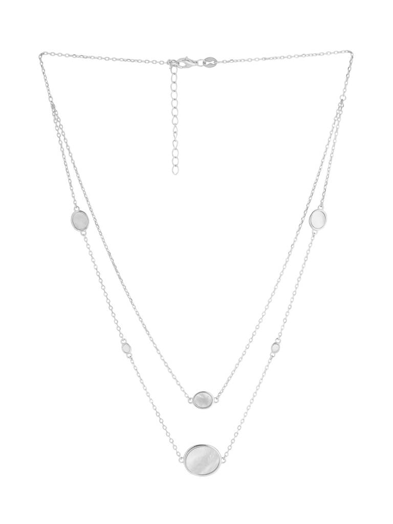 Kicky And Perky 925 Sterling Silver Mother Of Pearl Layered Silver Necklace -Vsilijn001_S : VSILIJN001_S