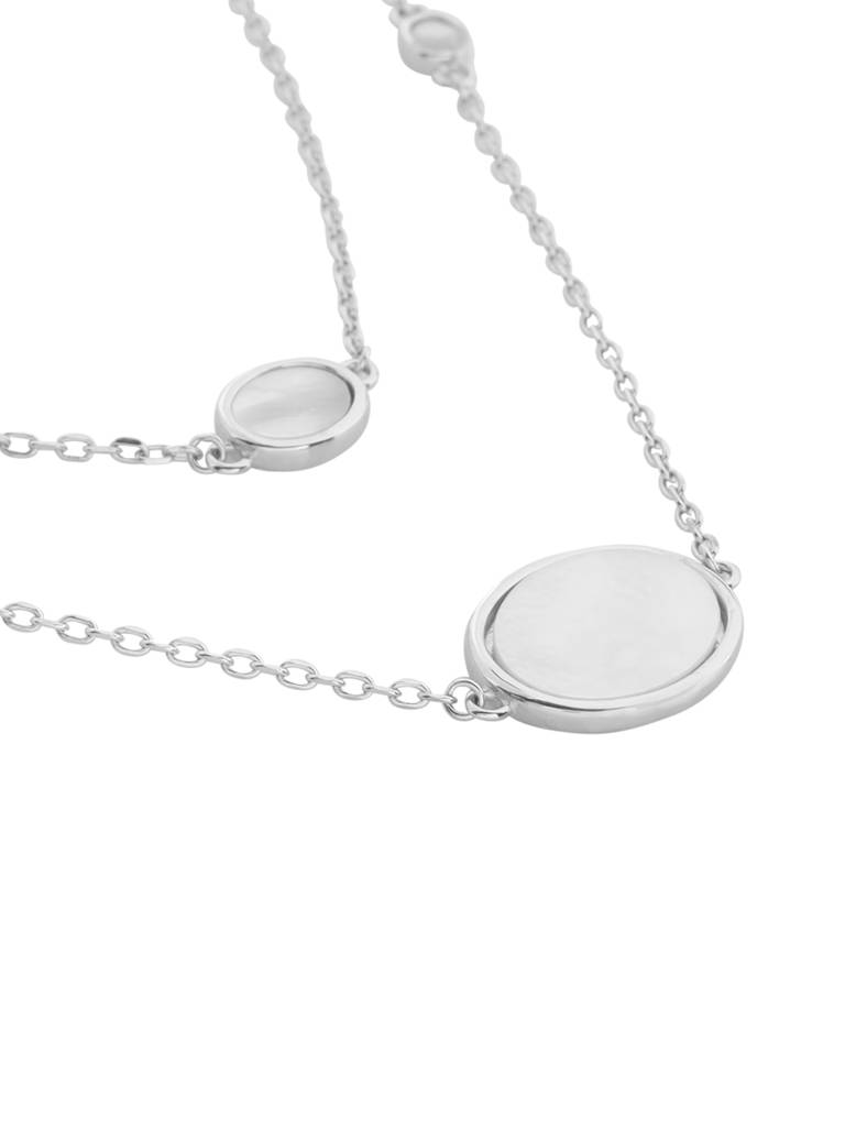 Kicky And Perky 925 Sterling Silver Mother Of Pearl Layered Silver Necklace -Vsilijn001_S : VSILIJN001_S