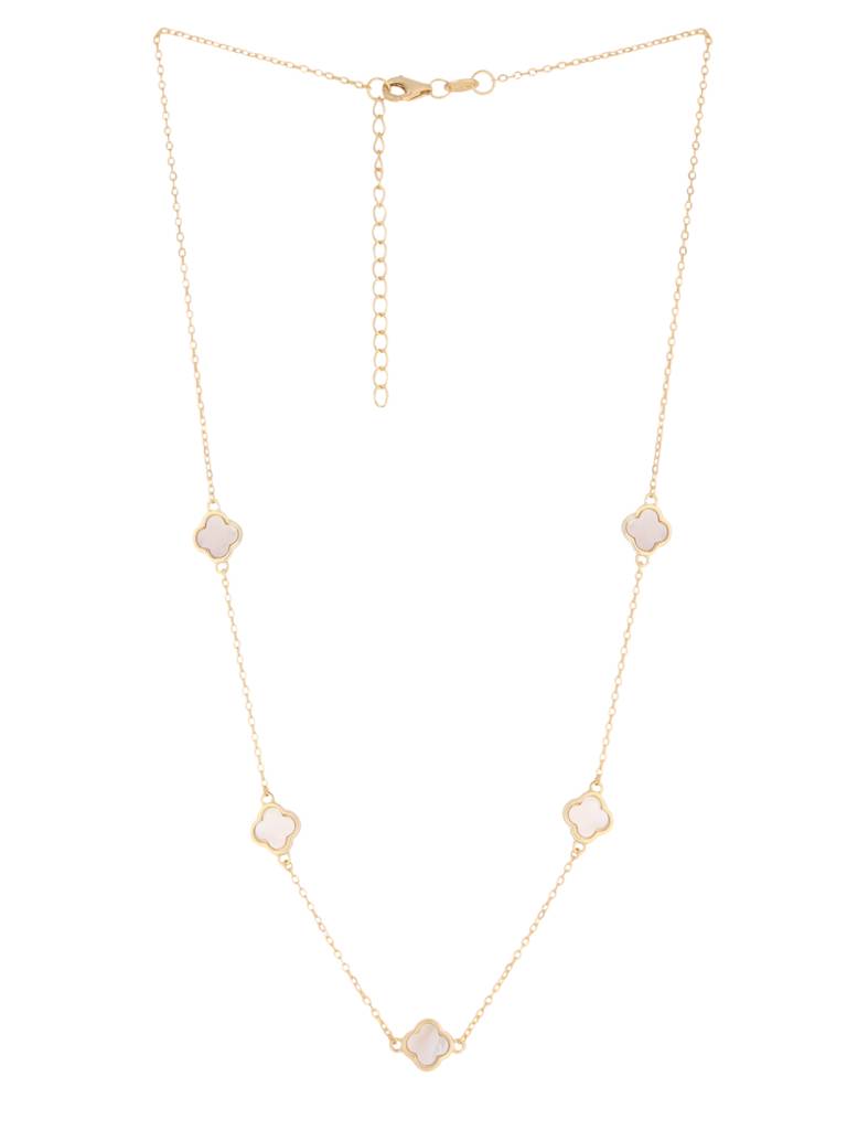 Kicky And Perky 925 Sterling Silver Mother Of Pearl Gold Necklace -Vsilijn006_G : VSILIJN006_G