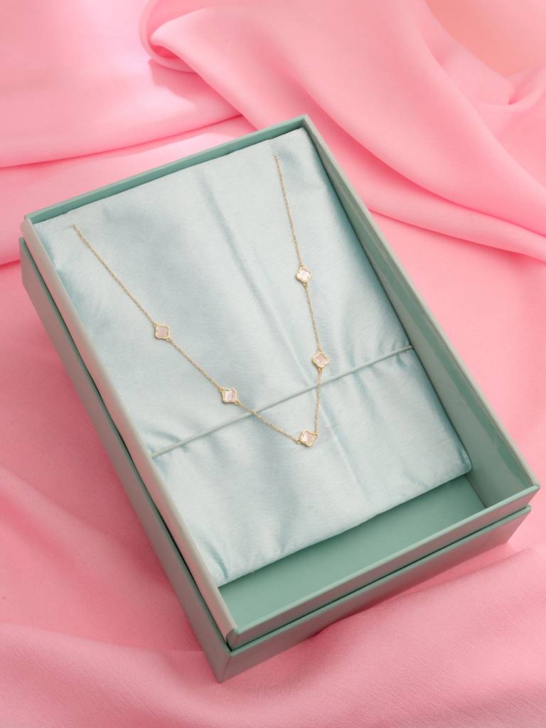 Kicky And Perky 925 Sterling Silver Mother Of Pearl Gold Necklace -Vsilijn006_G : VSILIJN006_G