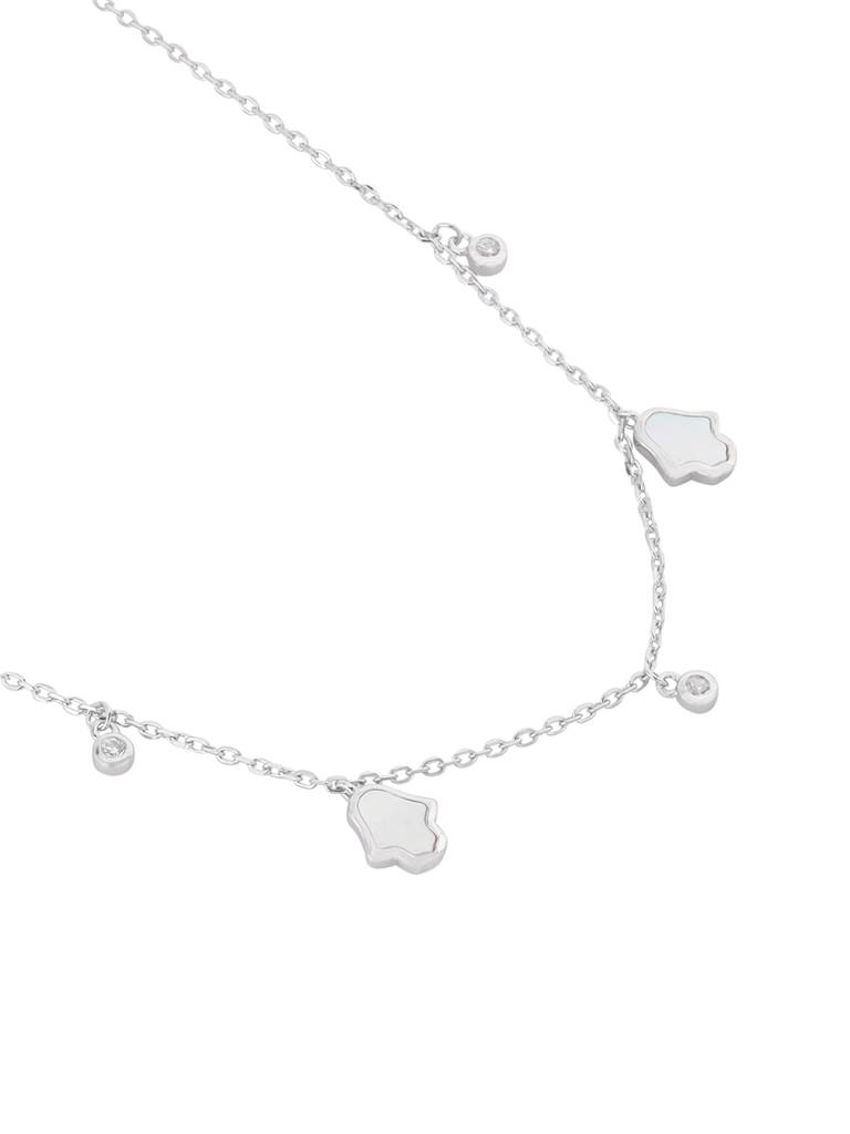 Kicky And Perky 925 Sterling Silver Mother Of Pearl Silver Necklace -Vsilijn008_S : VSILIJN008_S