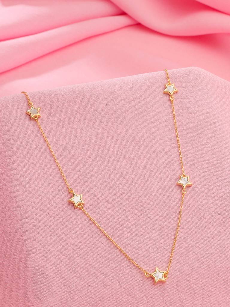 Kicky And Perky 925 Sterling Silver Mother Of Pearl Necklace -Vsilijn010 : VSILIJN010_G