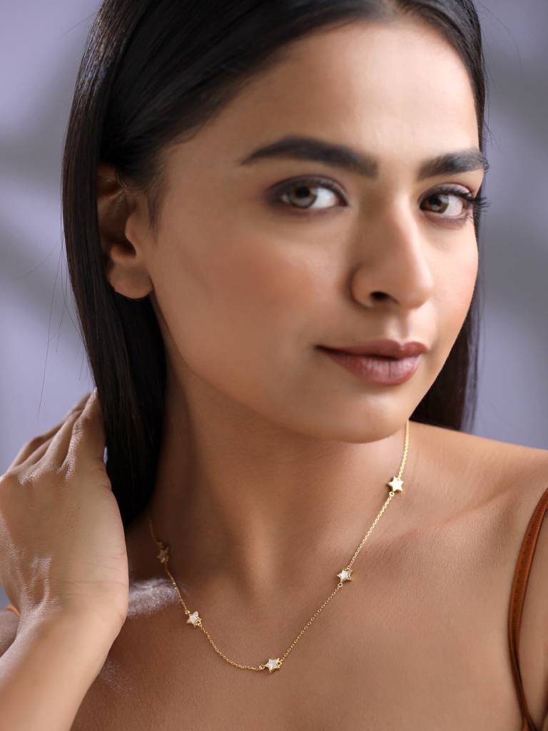 Kicky And Perky 925 Sterling Silver Mother Of Pearl Necklace -Vsilijn010 : VSILIJN010_G