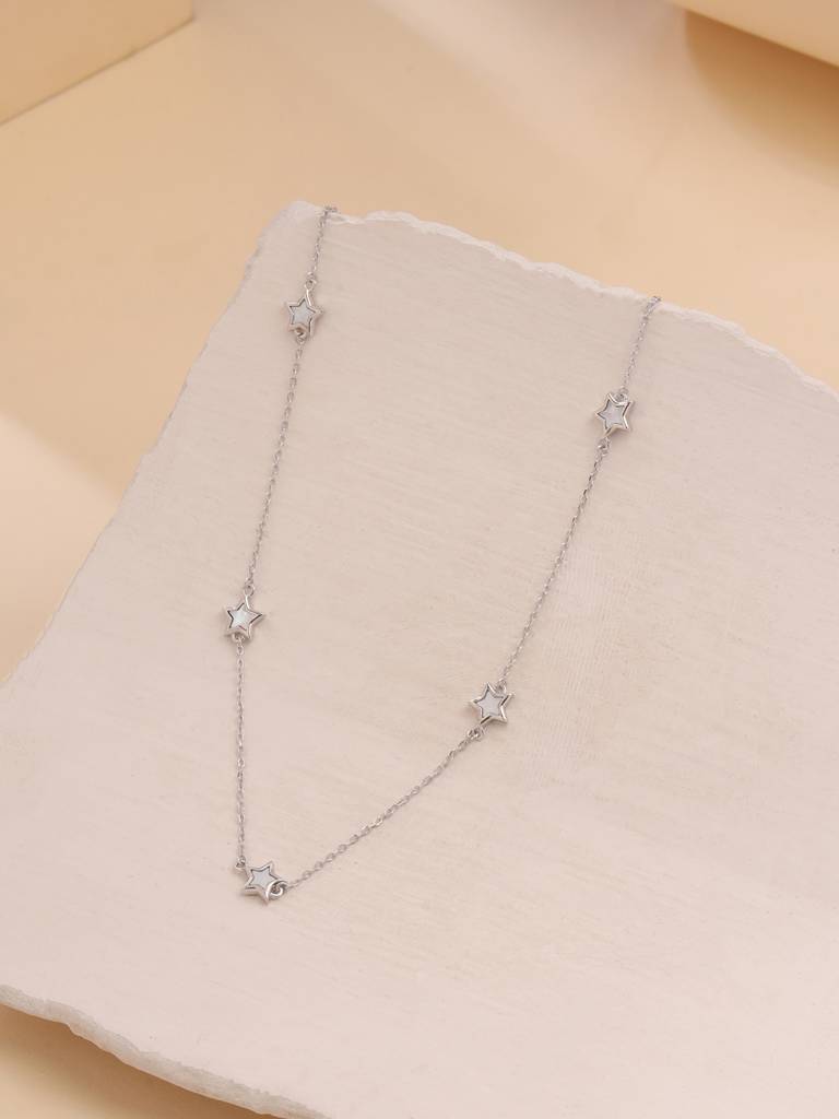 Kicky And Perky 925 Sterling Silver Mother Of Pearl Necklace -Vsilijn010 : VSILIJN010_S