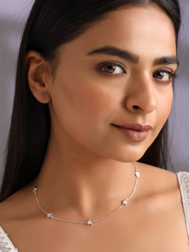 Kicky And Perky 925 Sterling Silver Mother Of Pearl Necklace -Vsilijn010 : VSILIJN010_S