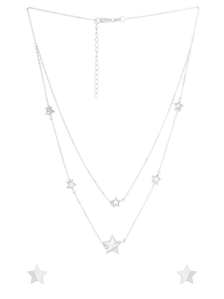 Kicky And Perky 925 Sterling Silver Mother Of Pearl Necklace And Earring Set -Vsilijns002 : VSILIJNS002_S