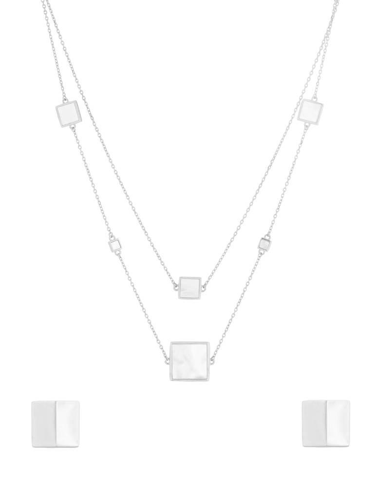 Kicky And Perky 925 Sterling Silver Mother Of Pearl Necklace And Earring Set -Vsilijns013 : VSILIJNS013_S