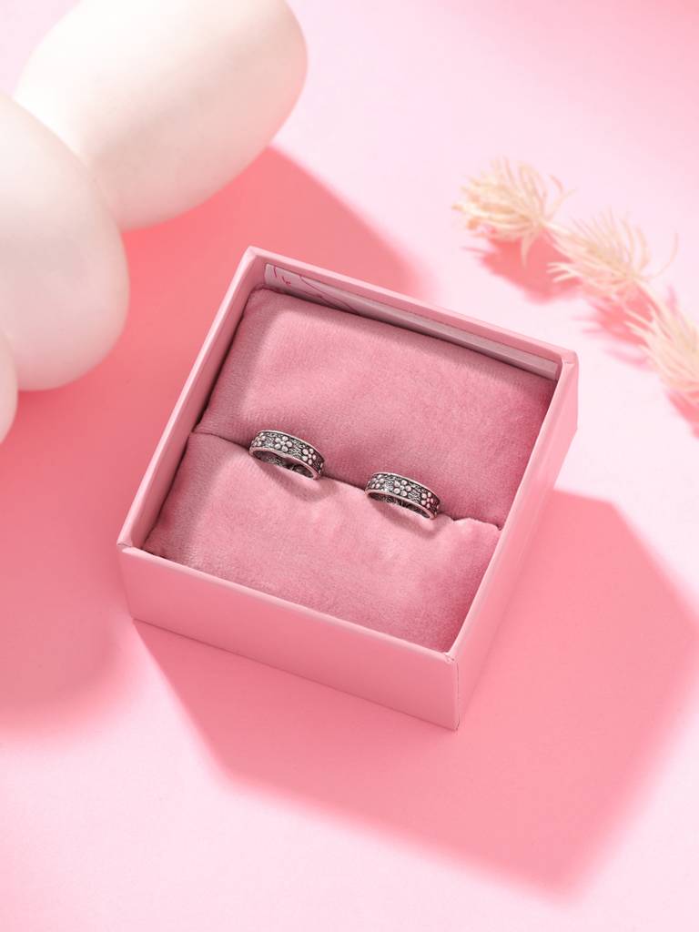 Kicky And Perky 925 Sterling Silver Oxidized Adjustable Toe Ring Pair-Vsilijtr001 : VSILIJTR001