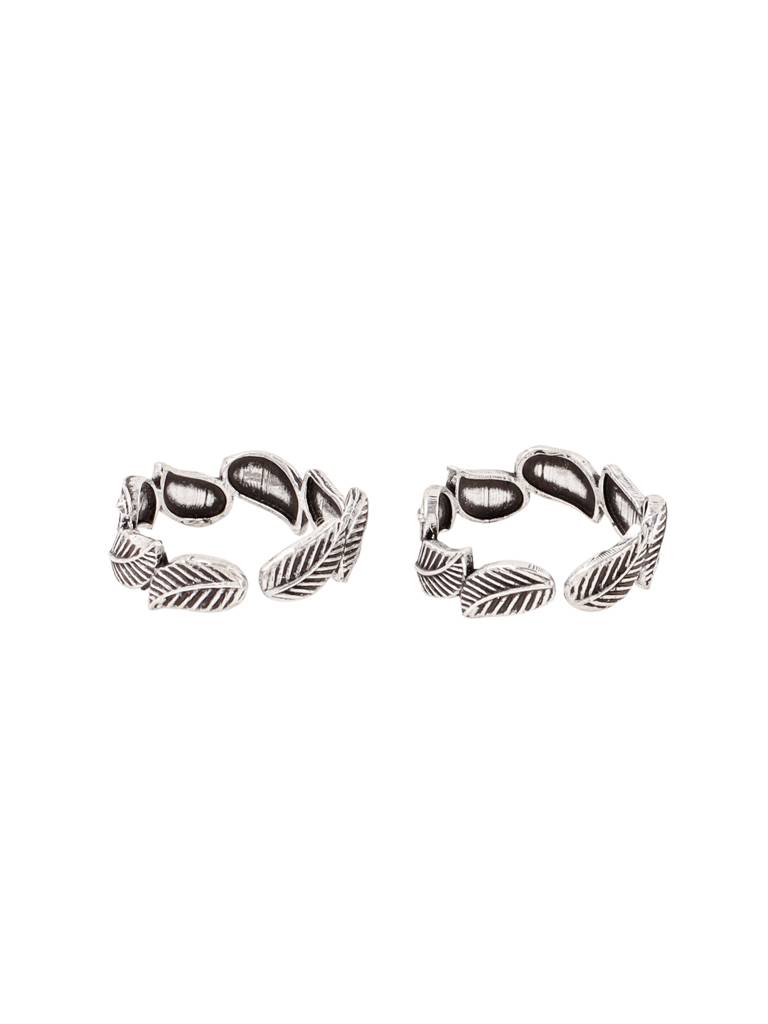 Kicky And Perky 925 Sterling Silver Oxidized Adjustable Toe Ring Pair-Vsilijtr003 : VSILIJTR003