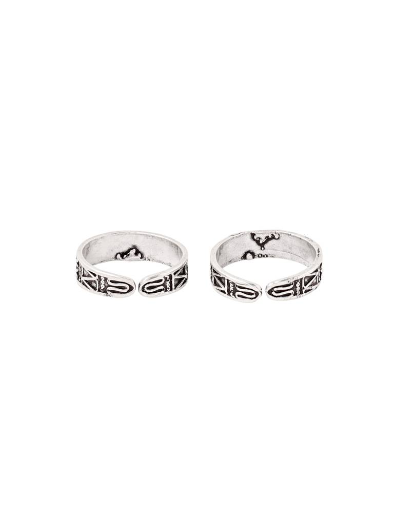 Kicky And Perky 925 Sterling Silver Oxidized Adjustable Toe Ring Pair-Vsilijtr004 : VSILIJTR004