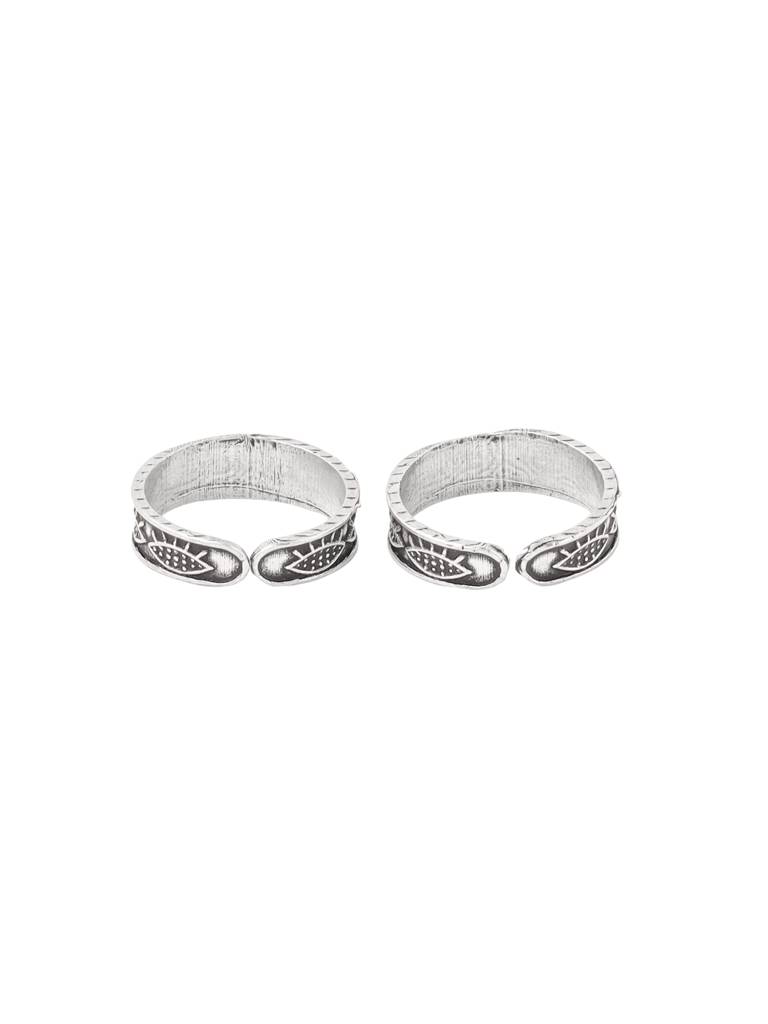 Kicky And Perky 925 Sterling Silver Oxidized Adjustable Toe Ring Pair-Vsilijtr005 : VSILIJTR005