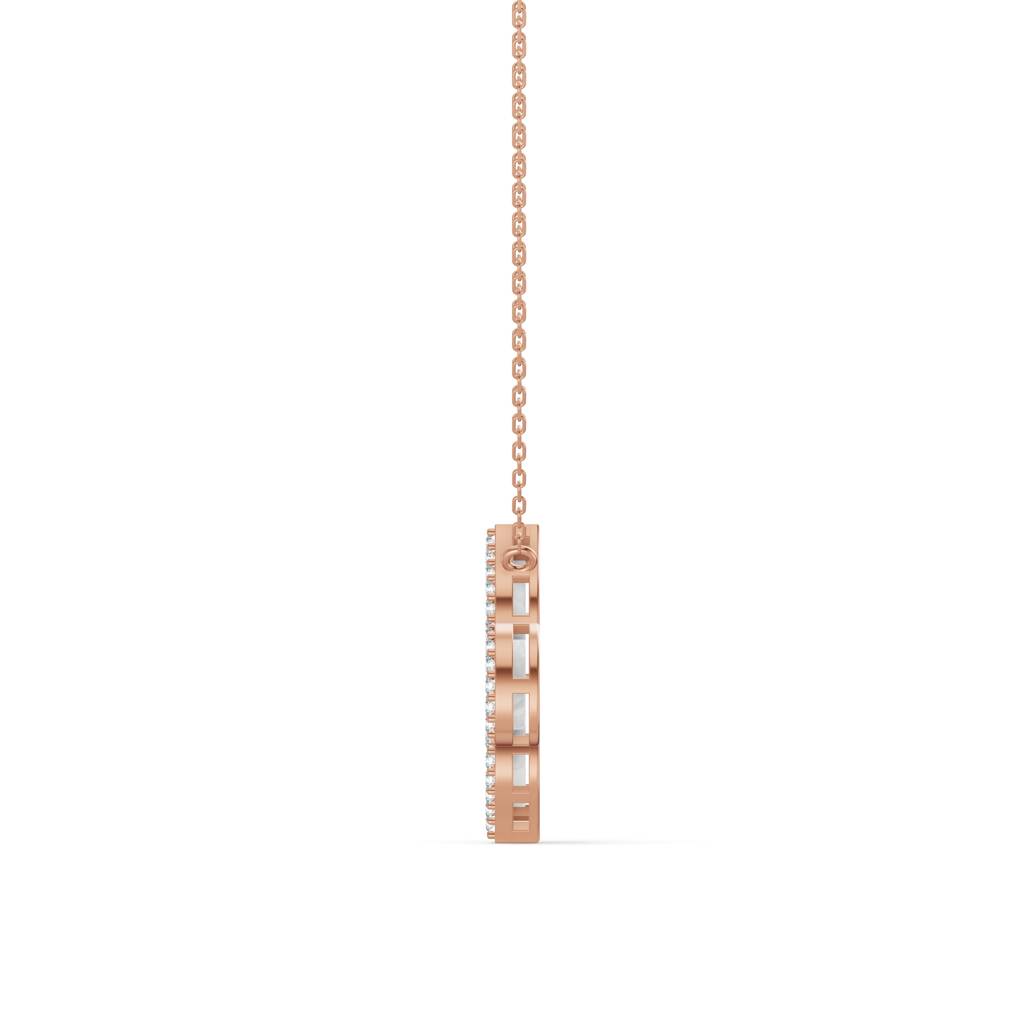 14K Rose Gold Radiant Mother Of Pearl Clover Diamond Chain : W-CH0000253-14K-RS