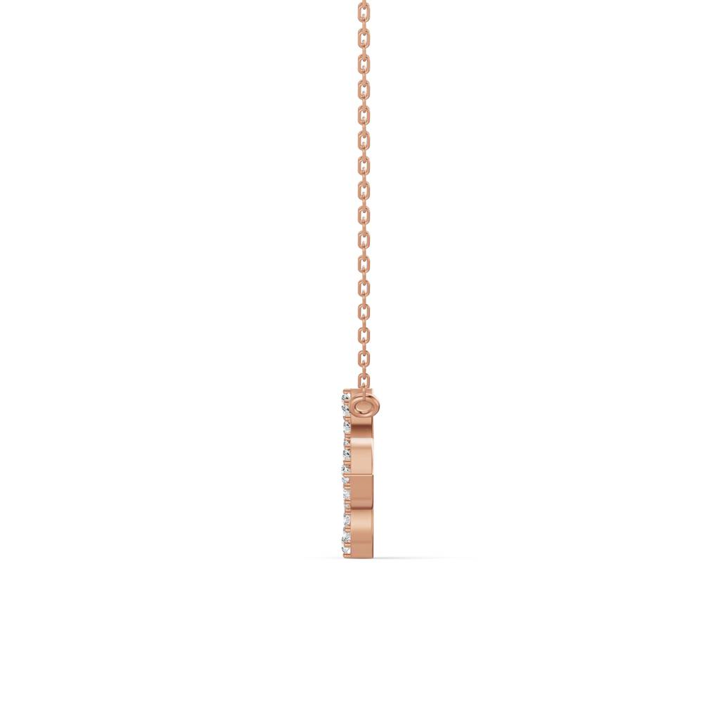 14K Rose Gold Lustre Mother Of Pearl Clover Diamond Chain : W-CH0000313-14K-RS