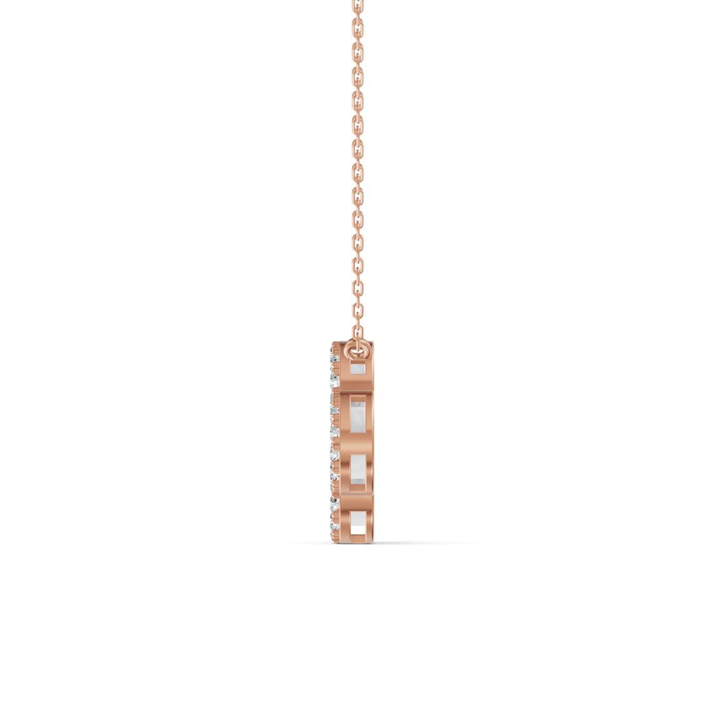 14K Rose Gold Mother Of Pearl Clover Diamond Chain : W-CH0000317-14K-RS