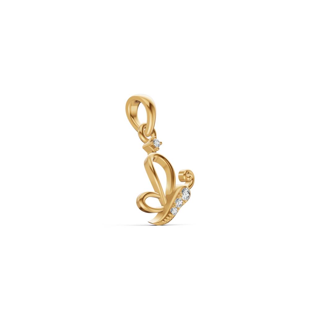 14K Yellow Gold Delicate Butterfly Diamond Pendant : W-PD0000112-14K-YL