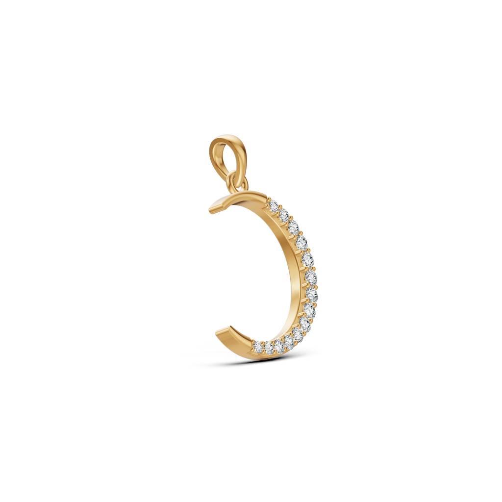 14K Rose Gold Crescent Diamond Pendant : W-PD0000139-14K-YL