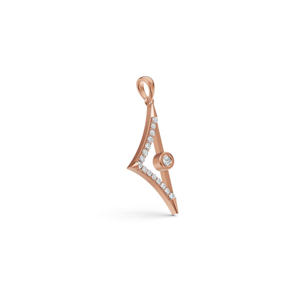 Triangular Edge Stud Diamond Pendant : W-PD0000309-14K-RS