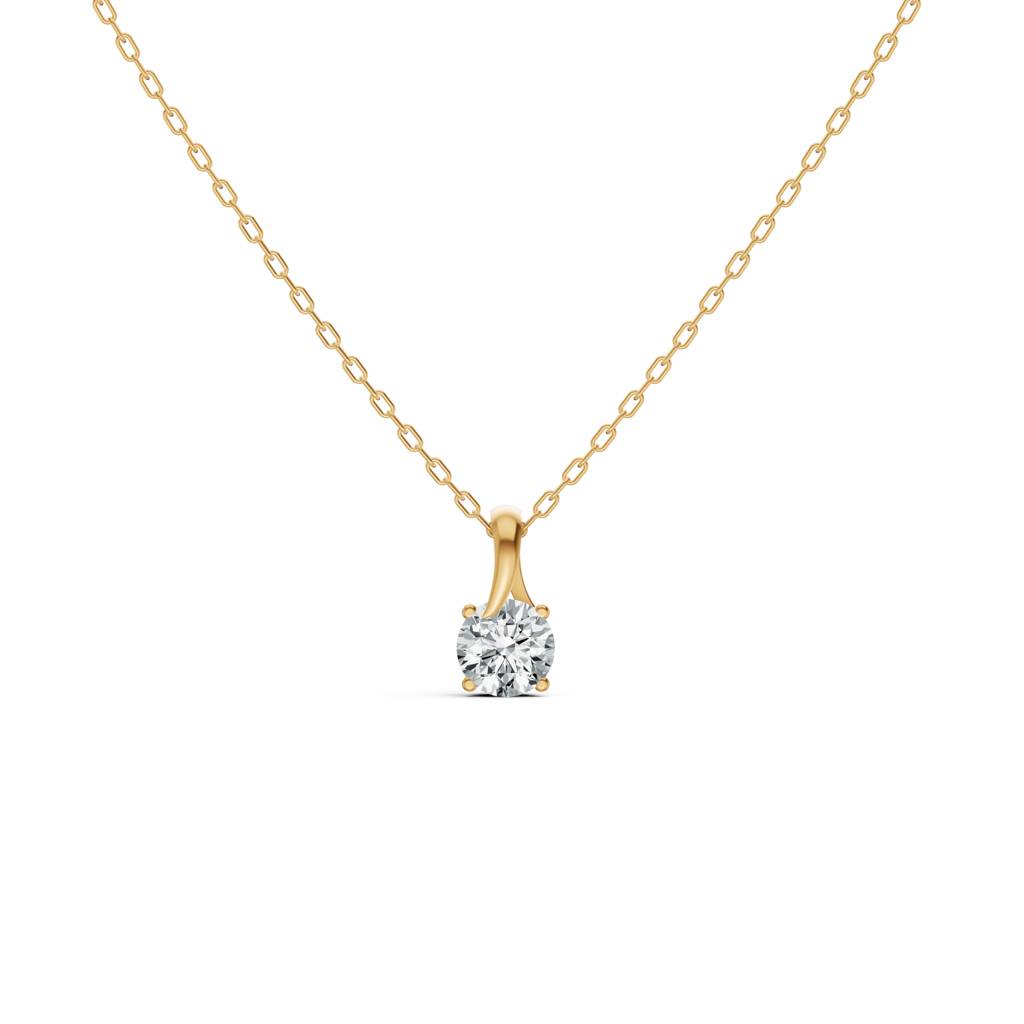 14K Yellow Gold Classic Solitaire Diamond Pendant : W-PD0000774-14K-YL