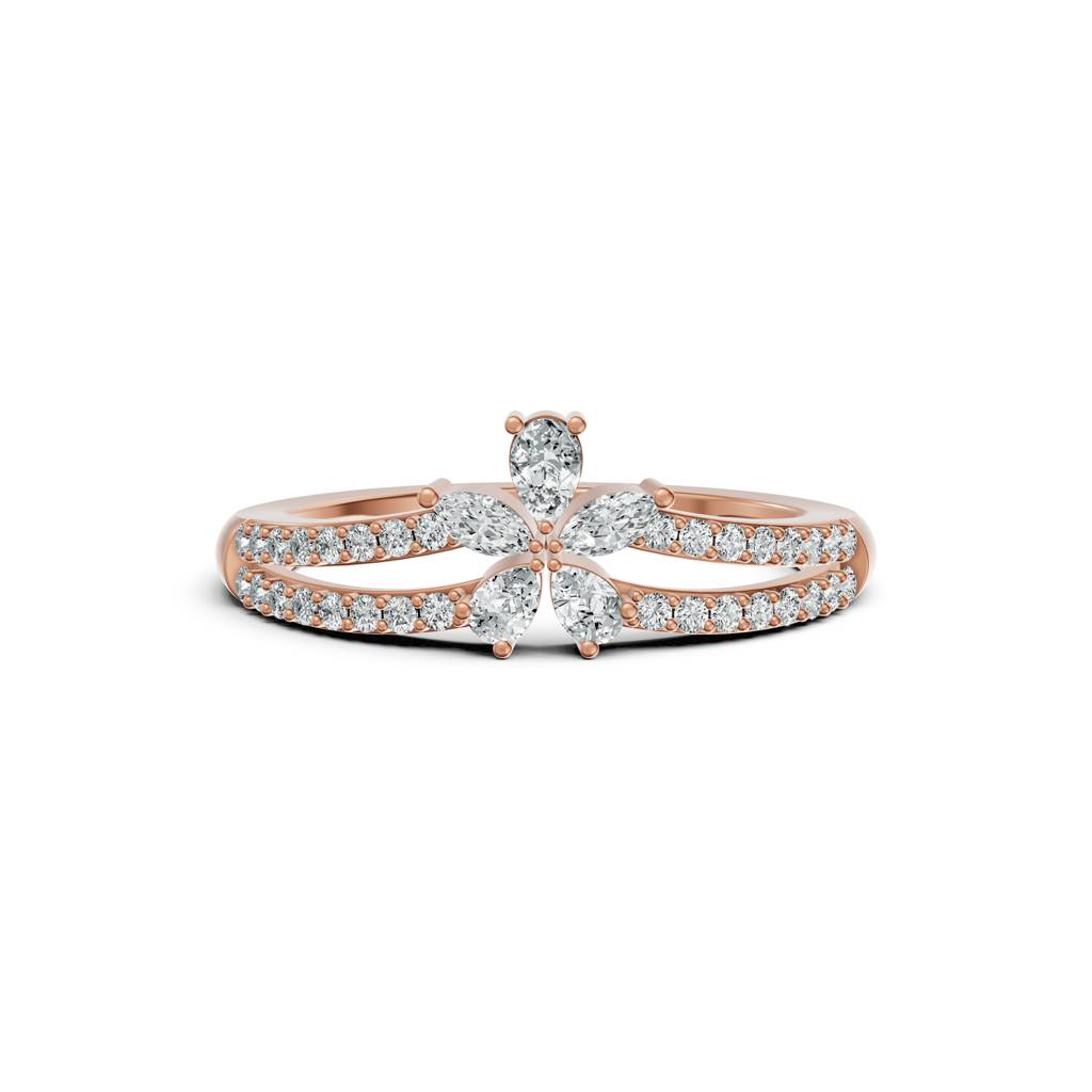 14K Rose Gold Marquise Cluster Diamond Ring : W-RI0001052-14K-RS-12