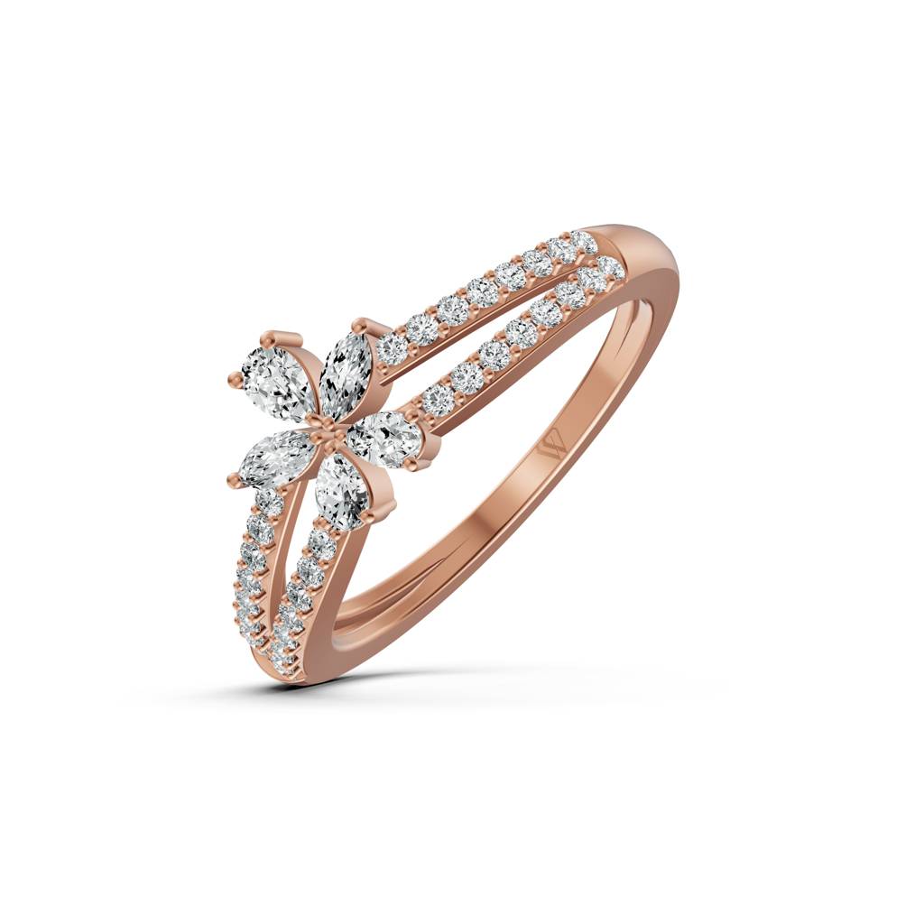 14K Rose Gold Marquise Cluster Diamond Ring : W-RI0001052-14K-RS-12
