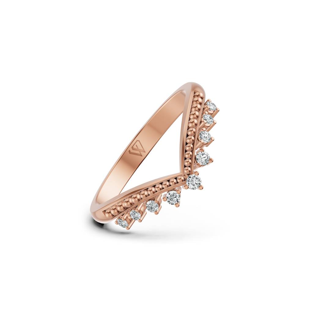 14K Rose Gold Tiara Diamond Ring : W-RI0001081-14K-RS-14