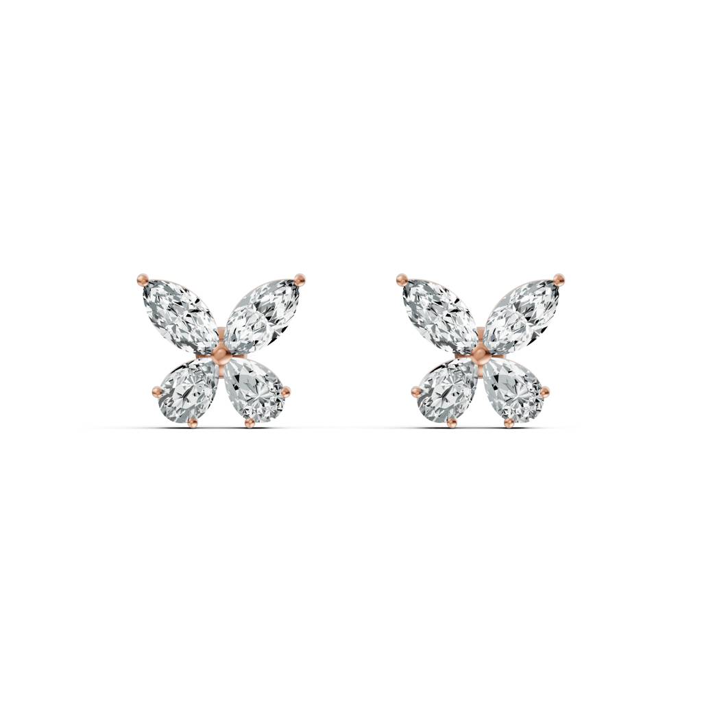 14K Rose Gold Marquise Petal Diamond Stud Earrings : W-ST0001245-A-14K-RS