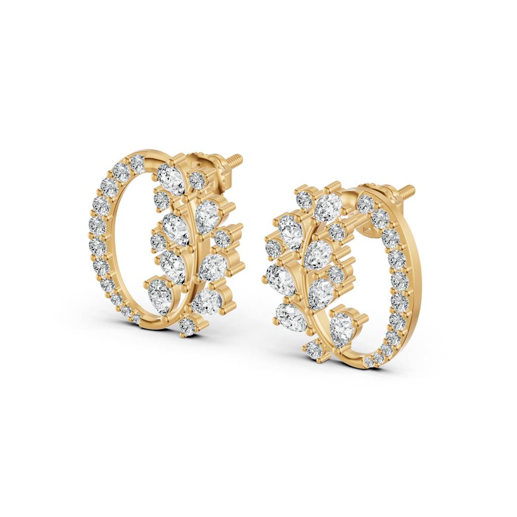 9K Yellow Gold Blooming Arc Diamond Earrings : W-ST0001841-9K-YL
