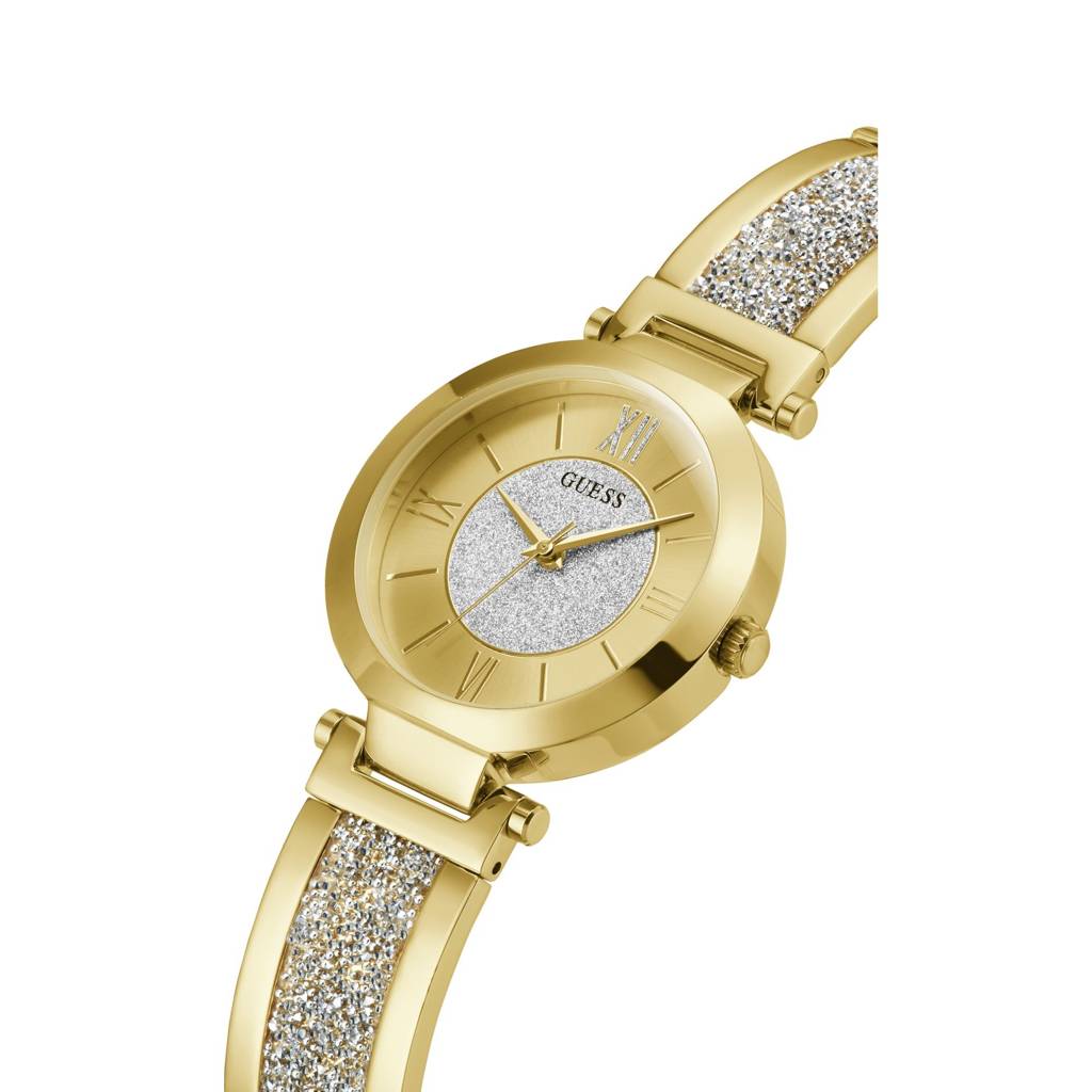 Guess Round 37Mm Champagne Dial Analog Women Watch - W1288L2 : W1288L2