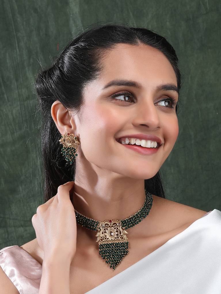 Peacock Hydra Necklace Set Green : W13Green
