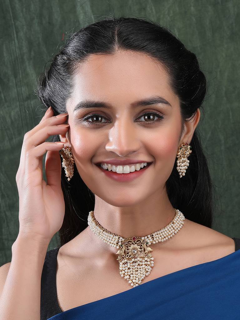 Peacock Hydra Necklace Set Green : W13White