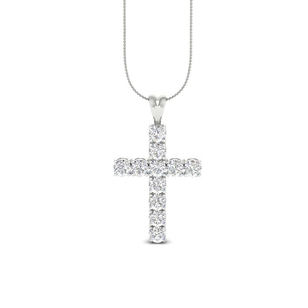 3Ct Round Moissanite Unisex Cross Pendant 14K Gold Plated : FJ_003