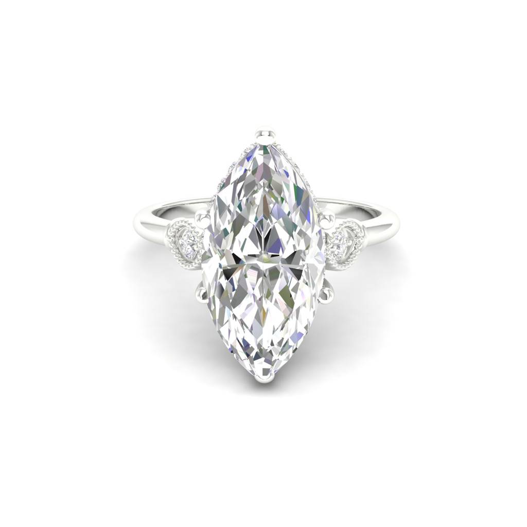 4Ct Marquise Cut Moissanite Engagement Ring 14K Gold Plated : FJ_016