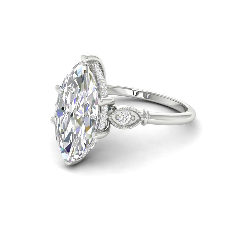 4Ct Marquise Cut Moissanite Engagement Ring 14K Gold Plated : FJ_016