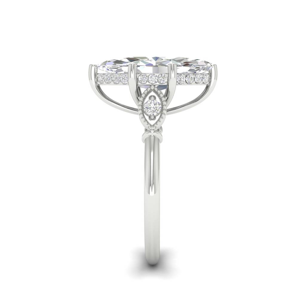 4Ct Marquise Cut Moissanite Engagement Ring 14K Gold Plated : FJ_016