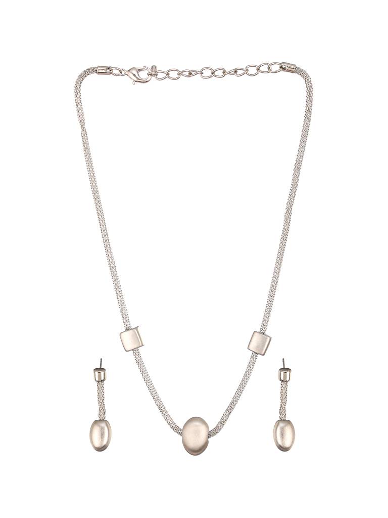 Anti-Tarnish Silver Toned Trendy Chain Jewelry Set : STNK8193