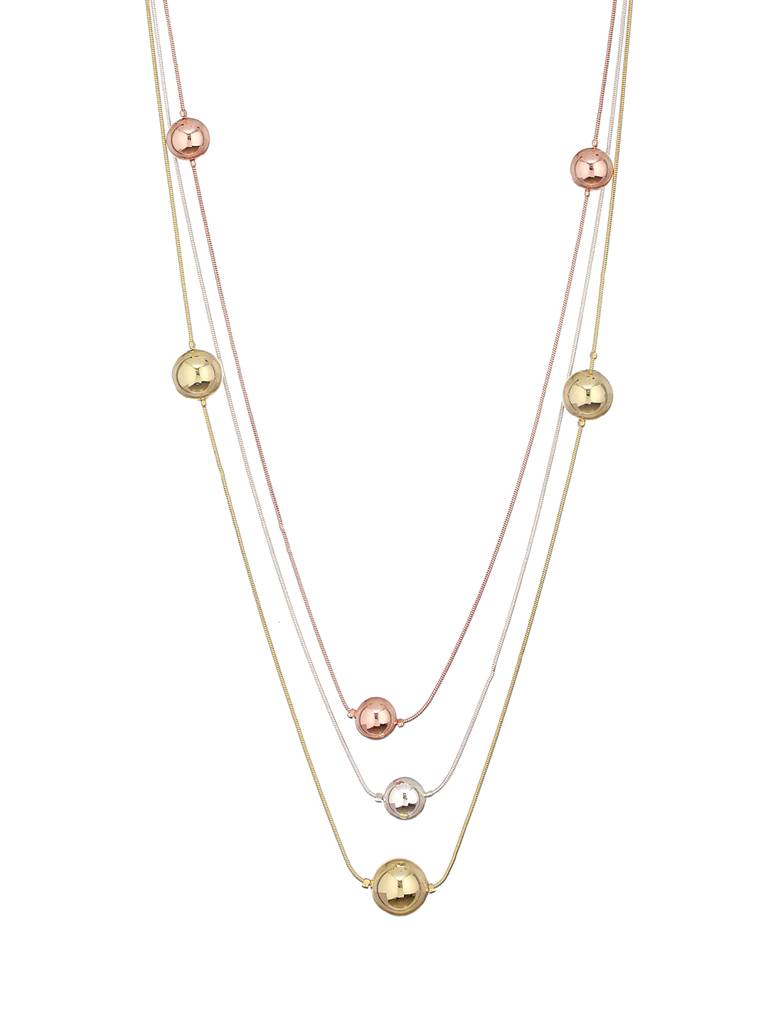 Anti-Tarnishdual Toned Ball Multi Layered Necklace & Chain : STNK8194