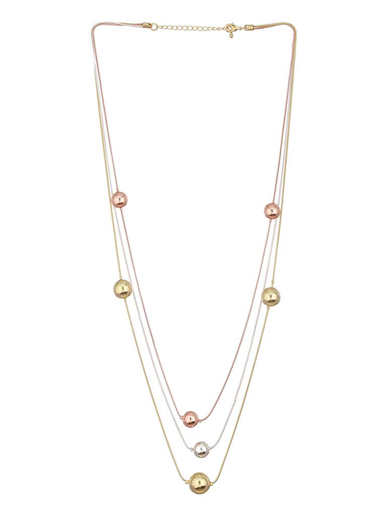 Anti-Tarnishdual Toned Ball Multi Layered Necklace & Chain : STNK8194