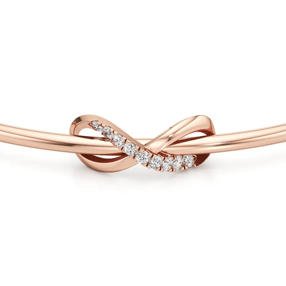 14K Rose Gold Infinite Love Knot Diamond Bracelet : W-BR0000030-14K-RS-24