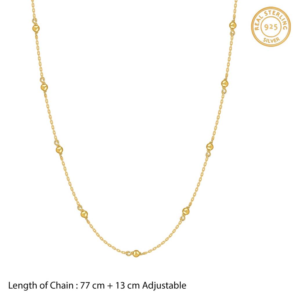 925 Silver Golden Station Bead Waist Chain|Waist Chains For Women & Girls | With Certificate Of Authenticity And 925 S : WCH04