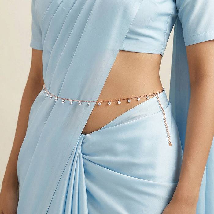 925 Silver Rose Gold Rosara Gleam Waist Chain|Waist Chains For Women & Girls | With Certificate Of Authenticity And 92 : WCH08
