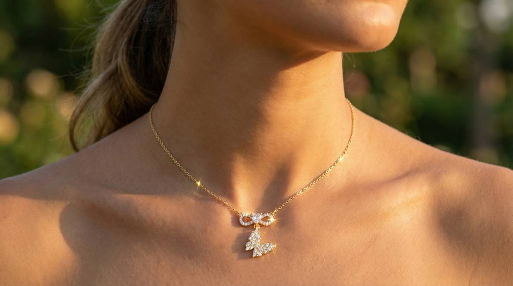 Tied With Butterfly Necklace For Women | Elegant Butterfly Knot Pendant Jewellery : 5980540142