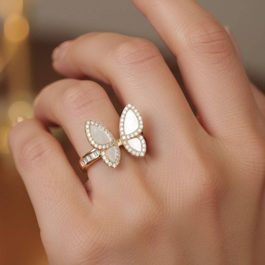 Half Butterfly Ring For Women | Asymmetric Minimal Open Ring : 3452629716