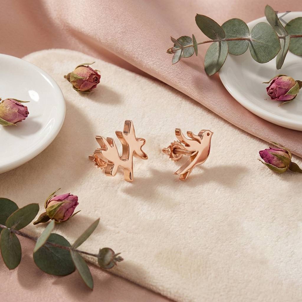 Mismatched Bird And Branch Gold Earring : WG30099